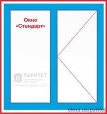 Двустворчатое левое глухое - правое поворотное окно Стандарт